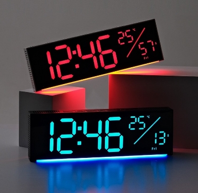 Picture of 11" RGB Digital LED Wall Clock With RGB night light Remote control Alarm Table Clock
