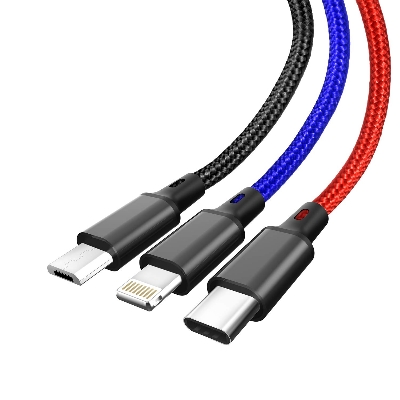 Picture of 3 in 1 USB data cable fast charging 2.4A supported fast charging cable for mobile phone by Doob Cart Multicolor