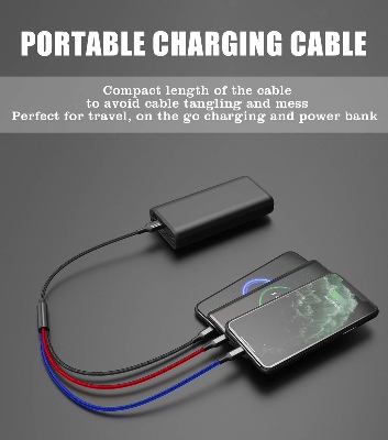 Picture of 3 in 1 USB data cable fast charging 2.4A supported fast charging cable for mobile phone by Doob Cart Multicolor