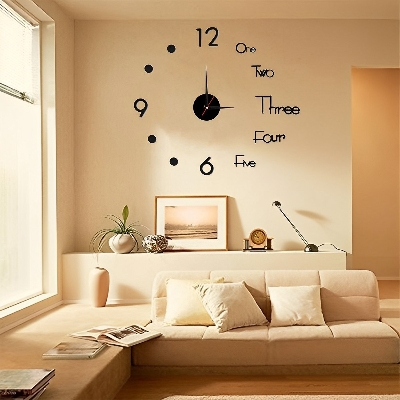 Picture of Luxury Decor 3D Wall Clock Sticker DIY Mirror Clock Brief Living Room Decor Modern Design Silent Acrylic Big Watch by Doob Cart Silver