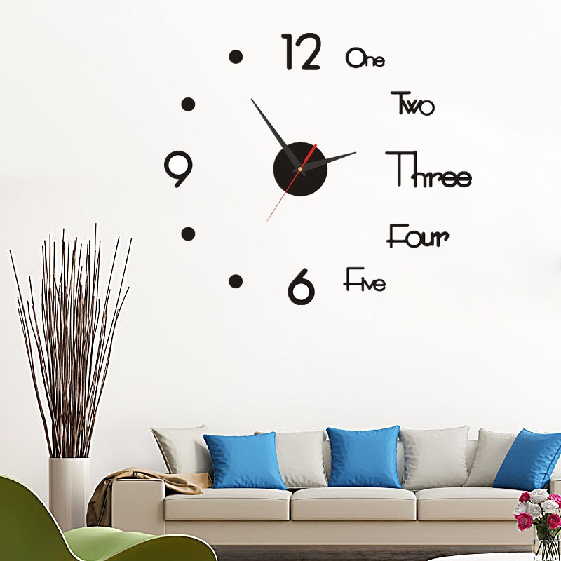 Picture of Luxury Decor 3D Wall Clock Sticker DIY Mirror Clock Brief Living Room Decor Modern Design Silent Acrylic Big Watch by Doob Cart Silver