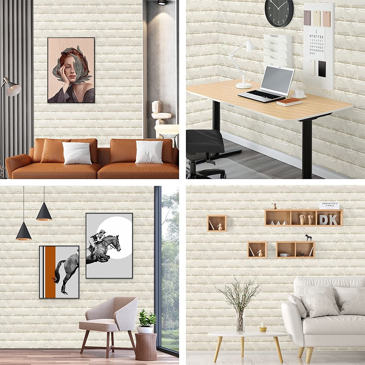Picture of Self-Adhesive 3D Foam Wallpaper Premium Quality For Home Office Restaurant Self Install by Doob Cart White