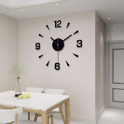 Picture of Luxury Decor 3D DIY Wall Clock,Round Stylish Modern Wall Clock,Battery Operated Non-Ticking Hanging Clocks,for Office,Dining Room,Class Room  30 cm by Doob Cart