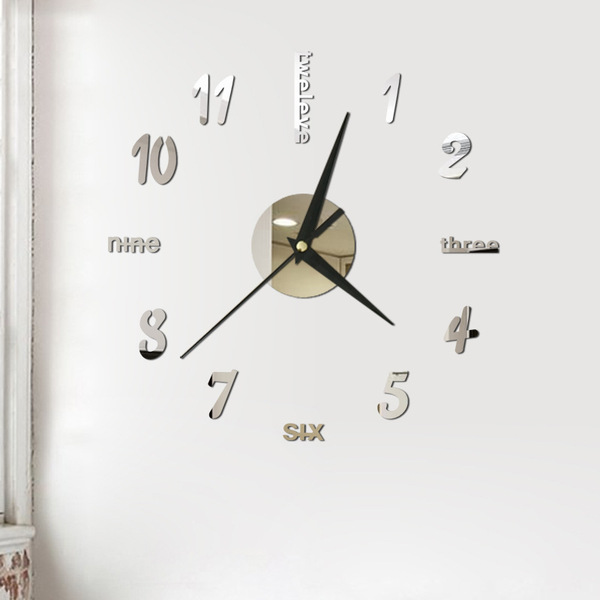 Picture of 3D Wall Clock Mirror Wall Stickers Creative DIY Wall Clocks Removable Art Decal Sticker Home Decor Living Room Quartz Needle Hot 30 cm by Doob Cart