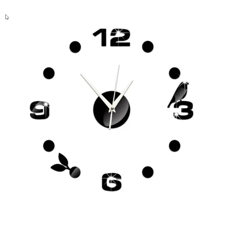 Picture of Acrylic Wall Clocks Frameless Modern 3D Wall Clock Stickers for Living Room Bedroom Office Living Room12 inch  Black and Sliver by Doob Cart