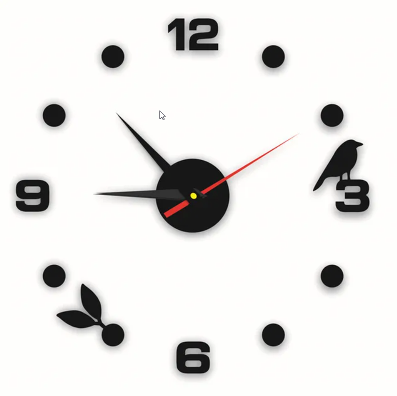 Picture of Acrylic Wall Clocks Frameless Modern 3D Wall Clock Stickers for Living Room Bedroom Office Living Room12 inch  Black and Sliver by Doob Cart