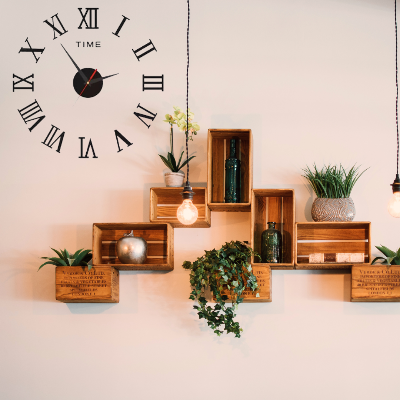 Picture of New 3D Roman Numeral Acrylic Mirror Wall Clock Sticker Fashion DIY Quartz Clocks Watch Home Decoration Living Room Stickers size 30 cm by Doob Cart Silver