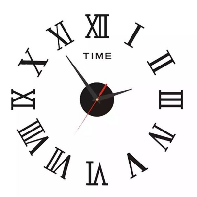 Picture of New 3D Roman Numeral Acrylic Mirror Wall Clock Sticker Fashion DIY Quartz Clocks Watch Home Decoration Living Room Stickers size 30 cm by Doob Cart Silver