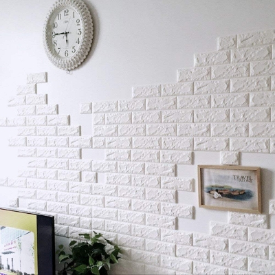 Picture of 1 PC Length = 2'.5" Feet / Width = 2'.3" 3D Stickers White Self Adhesive Foam Wall Sticker, For Ideal To Decorate Bedrooms by Doob Cart White