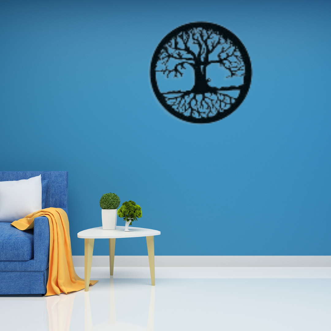 Picture of Luxury Decor Tree of Life  Round Wall Decor Hanging Modern Art Powder Coated Finish | Home Decor Frames for Wall Ideal for Bedroom, Living Room, Bathroom, Balcony, & Gallery - Black(45.1 x 45.1 Cm) by Doob Cart Black