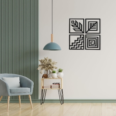 Picture of Luxury Decor Four Elements Wall Decor - Modern Art with Powder Coated Finish - Rust Resistant - Ideal for Bedroom, Living Room, Bathroom, Balcony, and Gallery - Black (61 X 60 Cm) by Doob Cart Black