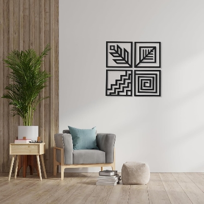 Picture of Luxury Decor Four Elements Wall Decor - Modern Art with Powder Coated Finish - Rust Resistant - Ideal for Bedroom, Living Room, Bathroom, Balcony, and Gallery - Black (61 X 60 Cm) by Doob Cart Black