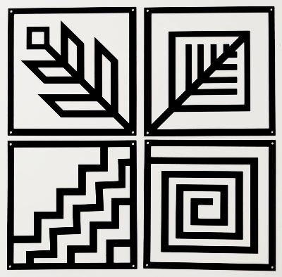 Picture of Luxury Decor Four Elements Wall Decor - Modern Art with Powder Coated Finish - Rust Resistant - Ideal for Bedroom, Living Room, Bathroom, Balcony, and Gallery - Black (61 X 60 Cm) by Doob Cart Black