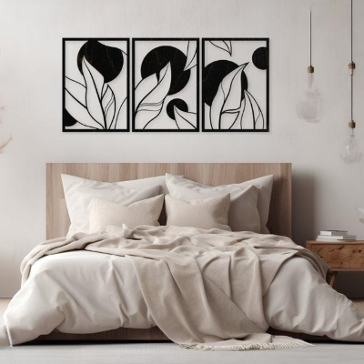 Picture of L02 Leaf Wall Hanging | Large Plant Wall Decor | Nature Wall Art | Wooden Leaf Art | Tropical Leaf | Above Bed Wall Art | Over the Couch 30 cm size by Doob Cart Black