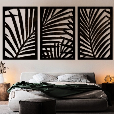 Picture of Leaf Wall Hanging | Large Plant Wall Decor | Nature Wall Art | Wooden Leaf Art | Tropical Leaf | Above Bed Wall Art | Over the Couch size ( 90 cm * 30 cm ) by Doob Cart Black