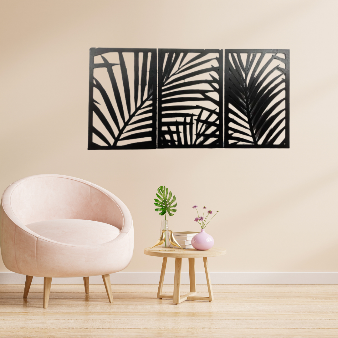 Picture of Leaf Wall Hanging | Large Plant Wall Decor | Nature Wall Art | Wooden Leaf Art | Tropical Leaf | Above Bed Wall Art | Over the Couch size ( 90 cm * 30 cm ) by Doob Cart Black