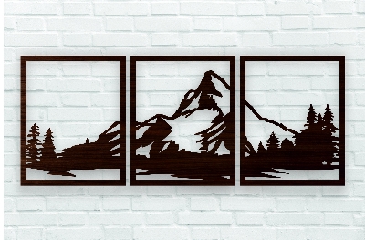 Picture of Mountain Wall Art Wood, Geometric Mountains, Mountain Wall Decor, Wood Wall Art Mountains, Wood Panel Wall Art, Modern Wood Wall Art Set ( Size - 90/30 cm ) by Doob Cart Black