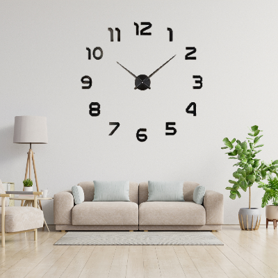 Picture of Large  number DIY Wall Clock , 3D Frameless Wall Clock with Mirror Number Stickers for Home Living Room Bedroom Office Decoration-Black and silver( 30*30 cm ) by Doob Cart