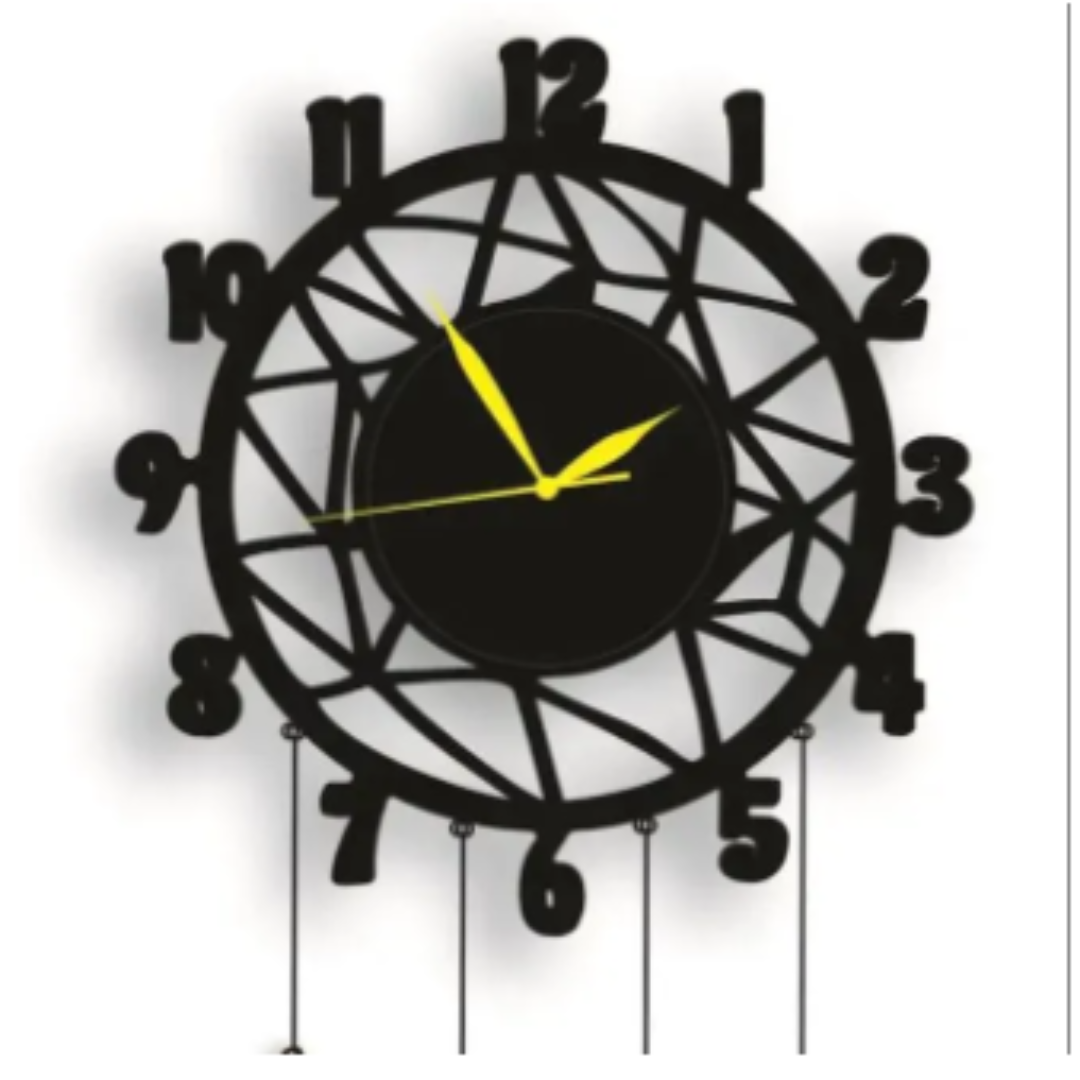 Picture of Hanging wooden wall clock Retro Big wall clock  Home decoration ,office ,Bed room  wall clock ,color - Black ( size - 12 inch ) by Doob Cart Black