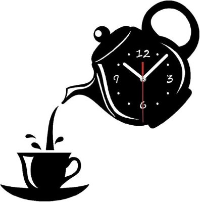 Picture of Ketly Design  Teapot Decoration Wall Clock wooden Wall Decoration Clock Living Room Dining Room Tea House Leisure Black Wall Clock ( size - 12 inch ) by Doob Cart Black