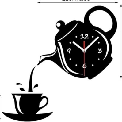 Picture of Ketly Design  Teapot Decoration Wall Clock wooden Wall Decoration Clock Living Room Dining Room Tea House Leisure Black Wall Clock ( size - 12 inch ) by Doob Cart Black