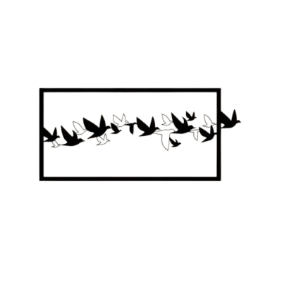 Picture of Flying Birds Out of Frame Wood Wall Art, Geometric Flying Birds Out of Box Wall Decor,Family of Birds Wall Hanging for Living room / Size ( 1200*600 mm) by Doob Cart Black