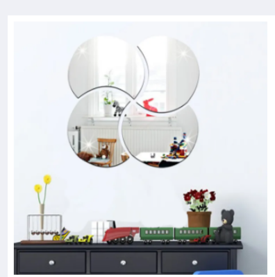 Picture of 4pcs Geometric Design Mirror Surface Wall Sticker ( Silver ) size - 12 inch by Doob Cart Silver