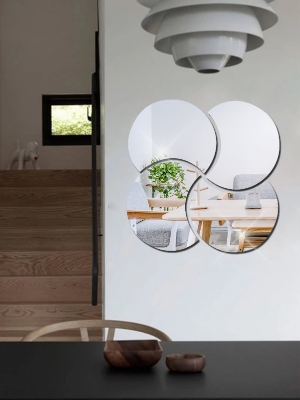 Picture of 4pcs Geometric Design Mirror Surface Wall Sticker ( Silver ) size - 12 inch by Doob Cart Silver