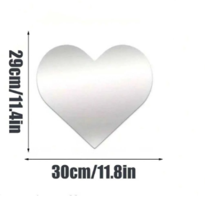 Picture of 1 pc Love  Heart-Shaped 3D Mirror Wall sticker  - Self-Adhesive Acrylic for Living Room, Bedroom, Bathroom Decor ( Size - 12 inch ) by Doob Cart Silver