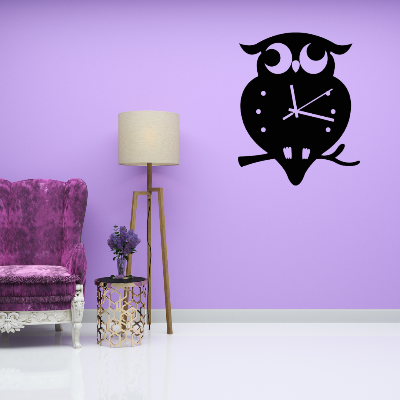 Picture of Cute Owl MDF Wooden Wall Clock - Black ( size - 12 inch ) by Doob Cart Black
