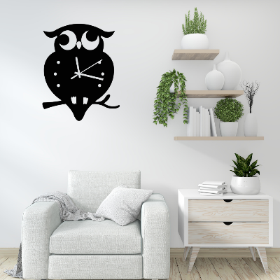 Picture of Cute Owl MDF Wooden Wall Clock - Black ( size - 12 inch ) by Doob Cart Black