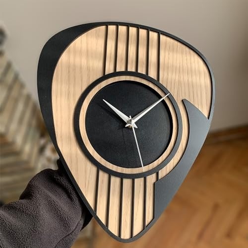 Picture of Wooden Guitar Clock, Musician Gift, Clock for Men, Guitar Gift, Man Cave Multicolor