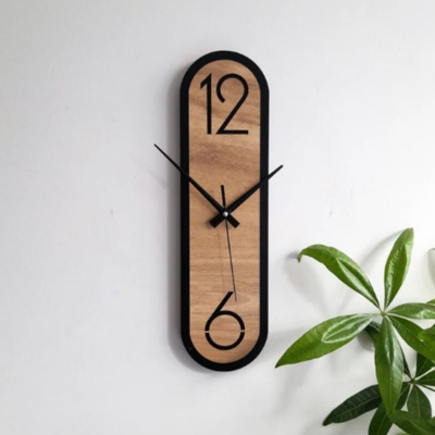 Picture of Analog Wooden Oval Decorative Wall Clock Black