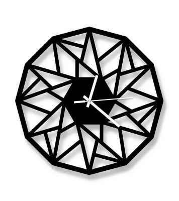 Picture of Geometric Design Wall Clock – Modern Stylish MDF Wall Decor for Home & Office Black