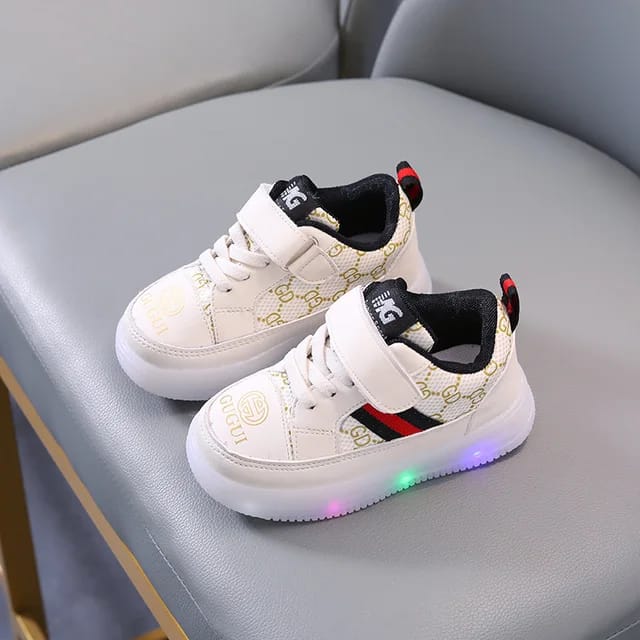 Picture of Winter walking boys girls, soft soled board babies, Lighting shoes for children, warm and thin plush cotton