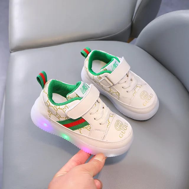 Picture of Winter walking boys girls, soft soled board babies, Lighting shoes for children, warm and thin plush cotton