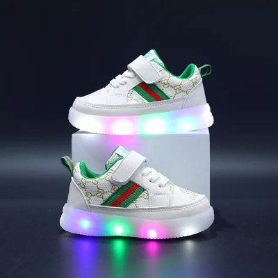 Picture of Winter walking boys girls, soft soled board babies, Lighting shoes for children, warm and thin plush cotton