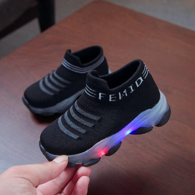 Picture of Kids Sneakers Children Baby Girls Boys Letter Mesh Led Luminous Socks Sport Run Sneakers Shoes Sapato Infantil Light Up Shoes