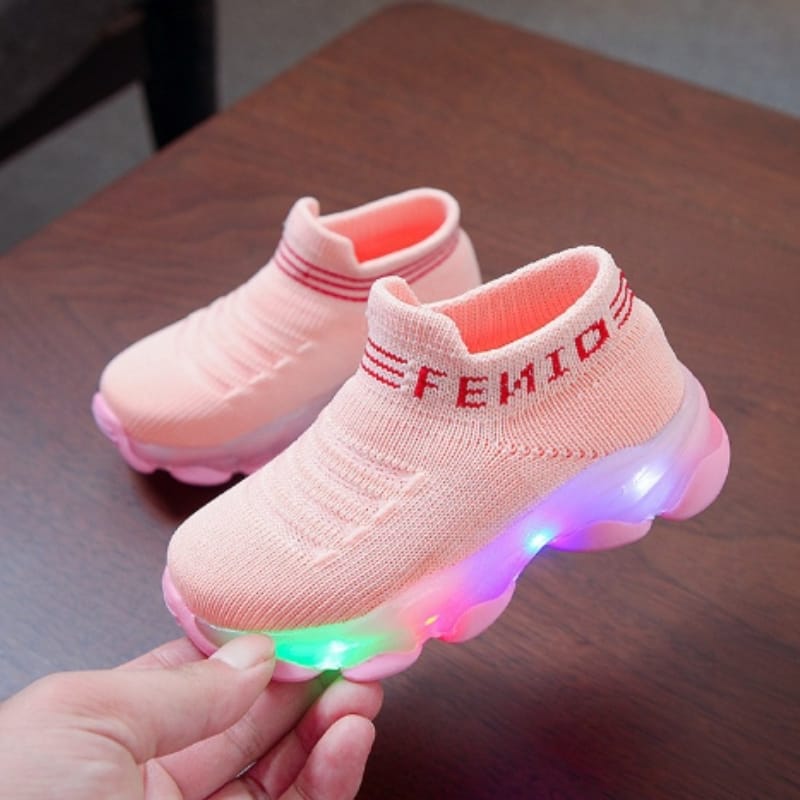 Picture of Kids Sneakers Children Baby Girls Boys Letter Mesh Led Luminous Socks Sport Run Sneakers Shoes Sapato Infantil Light Up Shoes