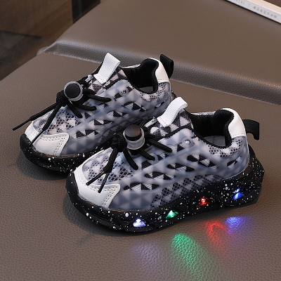 Picture of Kids Sneakers Children Baby Girls Boys Letter Mesh Led Luminous Socks Sport Run Sneakers Shoes Sapato Infantil Light Up Shoes