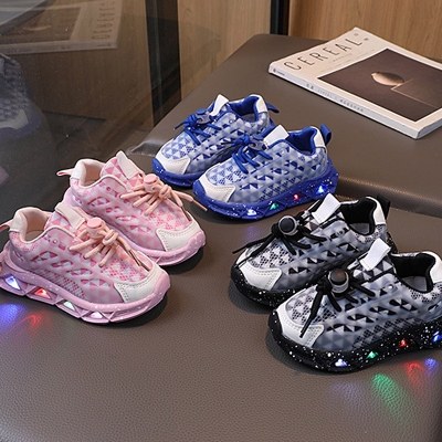 Picture of Kids Sneakers Children Baby Girls Boys Letter Mesh Led Luminous Socks Sport Run Sneakers Shoes Sapato Infantil Light Up Shoes