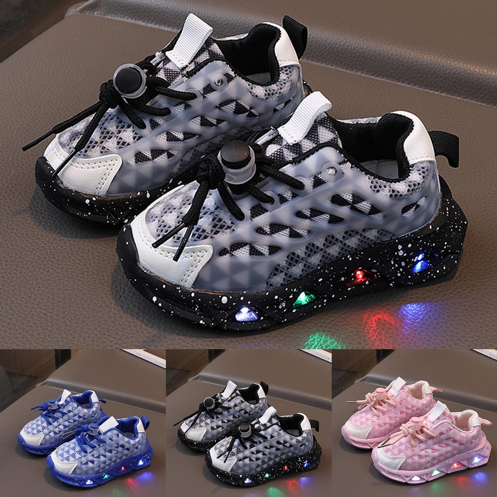 Picture of Kids Sneakers Children Baby Girls Boys Letter Mesh Led Luminous Socks Sport Run Sneakers Shoes Sapato Infantil Light Up Shoes