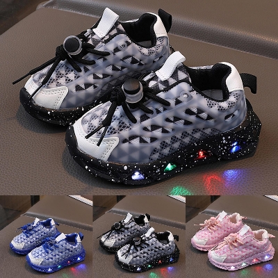Picture of Kids Sneakers Children Baby Girls Boys Letter Mesh Led Luminous Socks Sport Run Sneakers Shoes Sapato Infantil Light Up Shoes