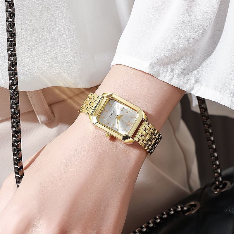 Picture of Gold luxury Women's Quartz watch stainless steel strap simple Square design