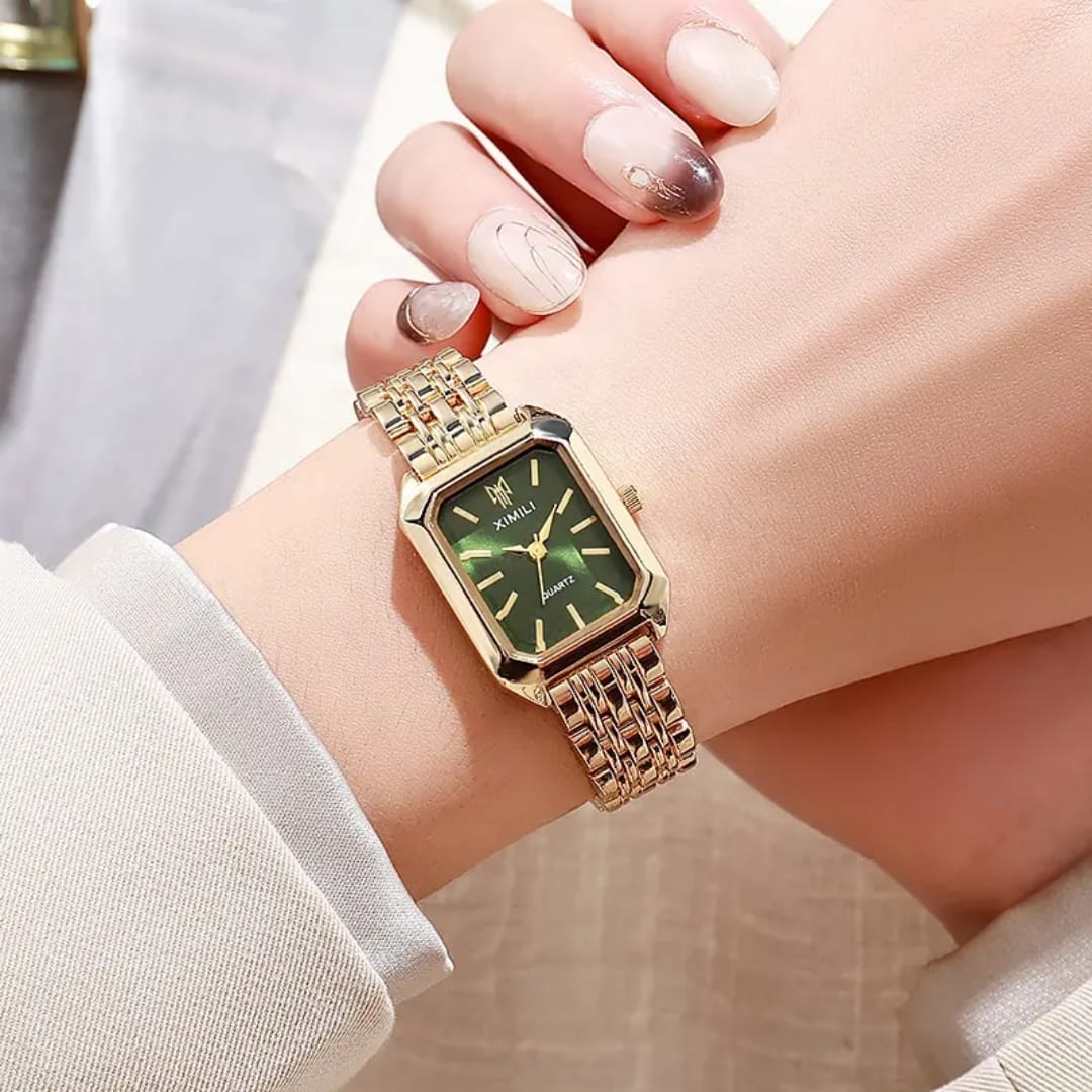Picture of Gold luxury Women's Quartz watch stainless steel strap simple Square design