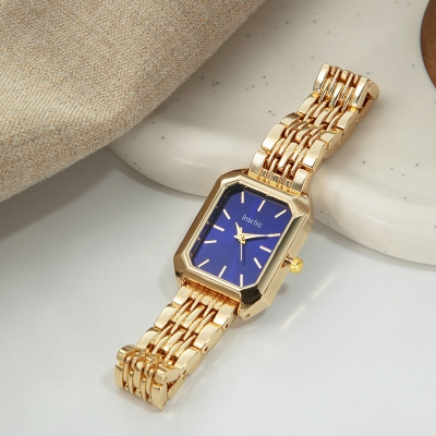 Picture of Gold luxury Women's Quartz watch stainless steel strap simple Square design