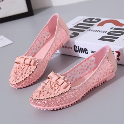 Picture of Ladies Summer New Flat Bottom Women Sweet Walking Slip on Soft Mesh Breathable Sandals