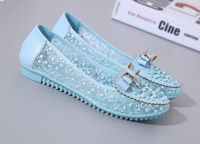 Picture of Ladies Summer New Flat Bottom Women Sweet Walking Slip on Soft Mesh Breathable Sandals