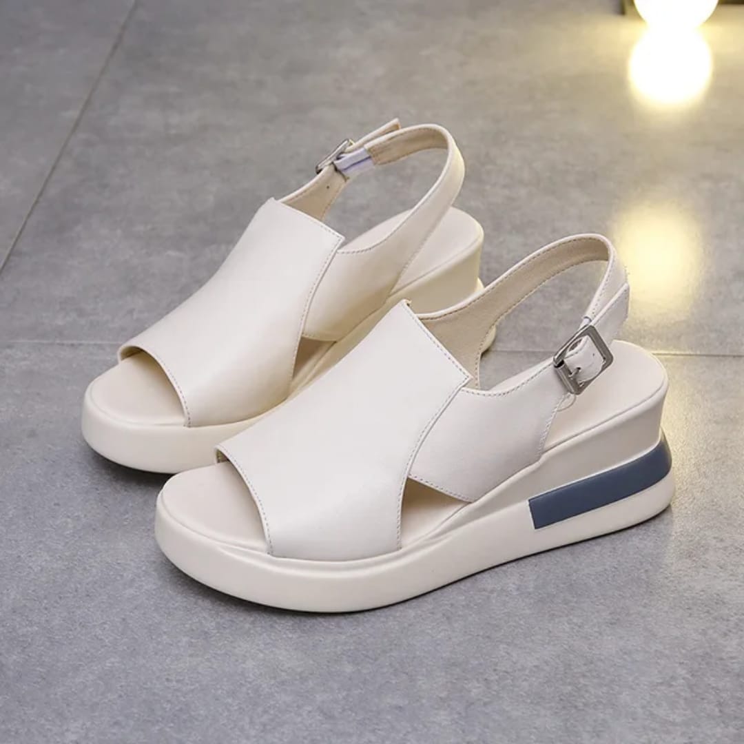 Picture of Women's Summer High-Heeled Wedge Sandals Open Toe Open Counter Type One-Button Platform Design High Top Plus Size Options