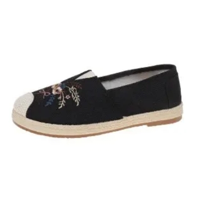 Picture of Fashion New Flat Non-slip Women's Shoes Casual Sports All Match Flying Woven Comfortable And Cool In Summer-Black